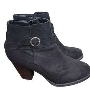 Just Fab Black Booties Faux Suede Ankle Boots Shoes Size 9‎ EUC